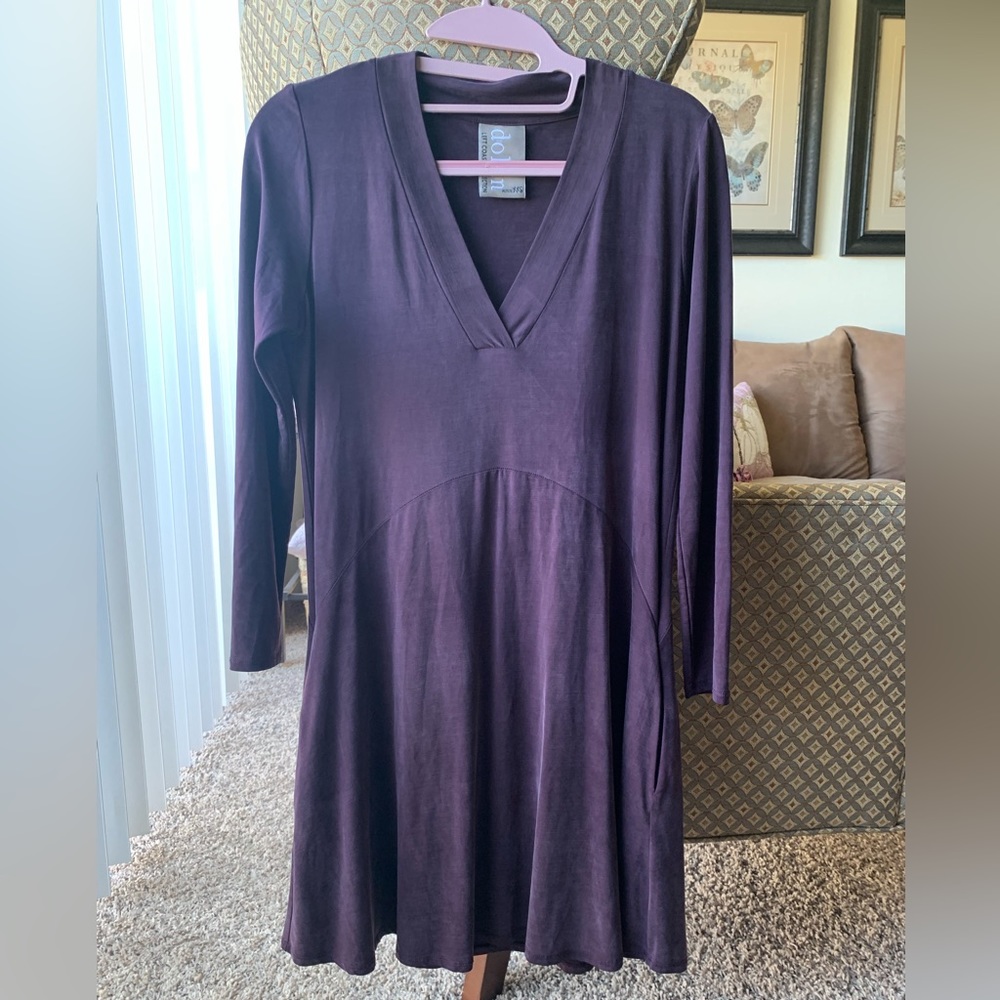 Anthropologie Dolan Left Coast Toute Dress Purple Pockets VNeck  XXSPetite NWOT - Picture 2 of 13